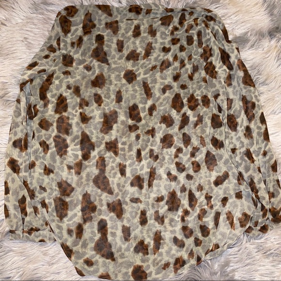 Olivaceous Leopard Print Sheer Blouse - Picture 4 of 5